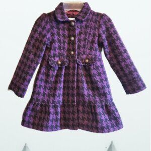 Arizona Jean Co Toddler Girls Wool Blend Violet/Black Winter Dress Coat Size 5/6